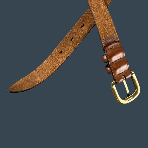 Mens 36 Leather Belt Brass Buckle Handcrafted in USA Classic Casual Americ - Picture 5 of 8